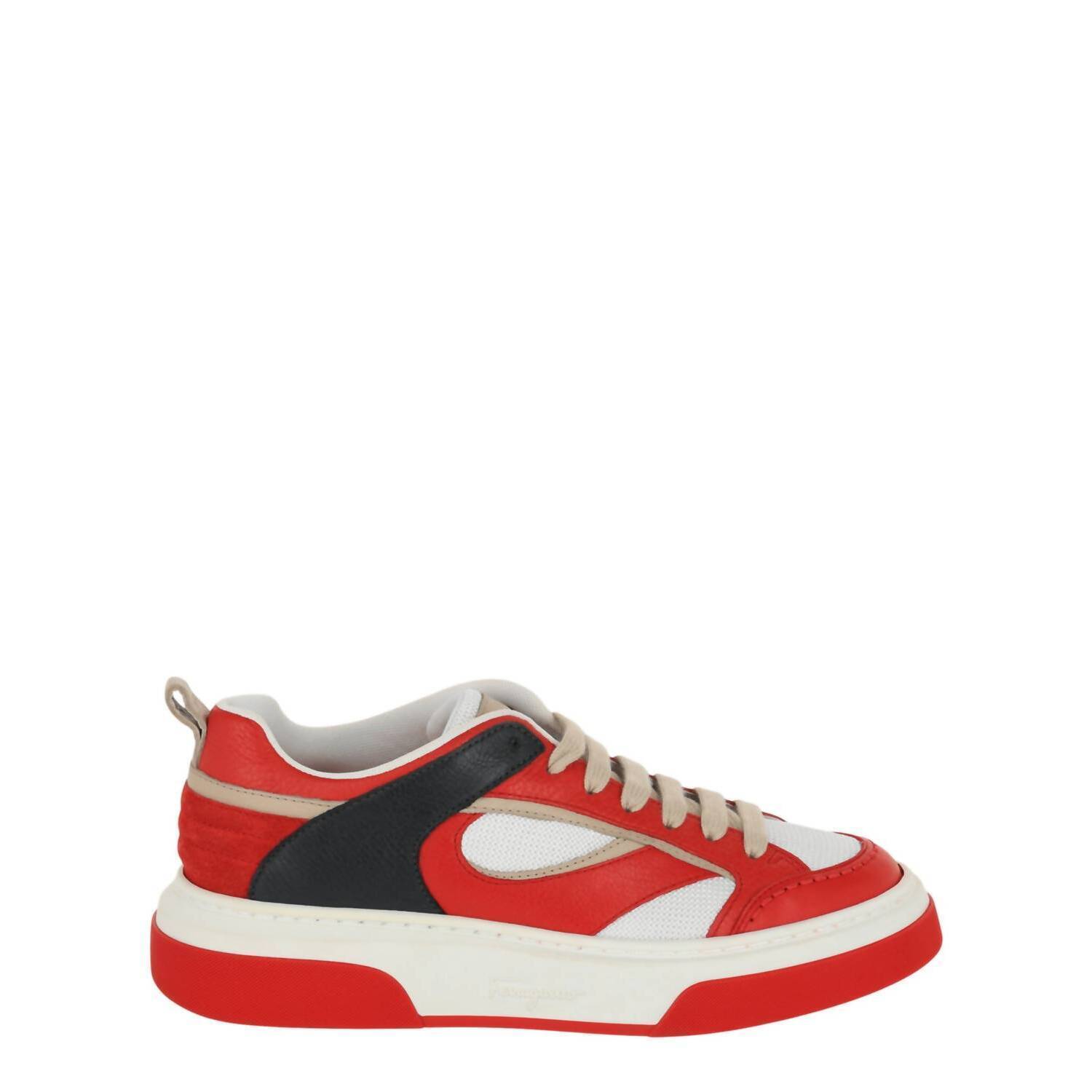 New Salvatore Ferragamo Men's Cassini Low-Top Sneakers In Red